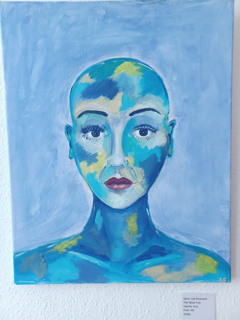 Blaue Frau, Gemälde (Acryltechnik) von Lisa Ehrenreich. Foto: Karl Stumpfi